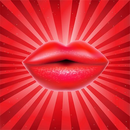 simsearch:400-05676902,k - Red Lips With Sunburst, With Gradient Mesh, Vector Illustration Stock Photo - Budget Royalty-Free & Subscription, Code: 400-07100965
