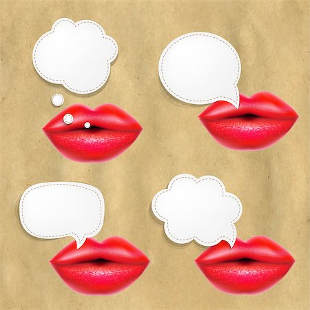 Red Lips Set With Speech Bubbles, With Gradient Mesh, Vector Illustration Stock Photo - Budget Royalty-Free & Subscription, Code: 400-07100961