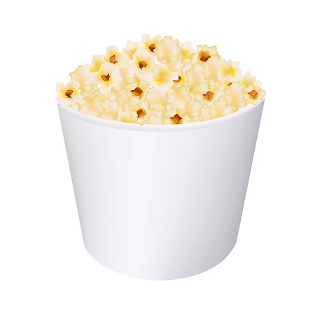 popcorn white background - Popcorn In White Cardboard Box With Gradient Mesh, Vector Illustration Stock Photo - Budget Royalty-Free & Subscription, Code: 400-07101078