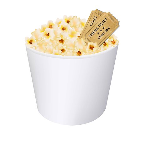 Popcorn In White Cardboard Box With Gradient Mesh, Vector Illustration Stock Photo - Budget Royalty-Free & Subscription, Code: 400-07101079