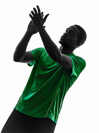 simsearch:400-07103133,k - one african man soccer player applauding green jersey in silhouette  on white background Stock Photo - Budget Royalty-Free & Subscription, Code: 400-07101438