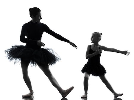 woman and  little girl   ballerina ballet dancer dancing in silhouette on white background Stock Photo - Budget Royalty-Free & Subscription, Code: 400-07101448