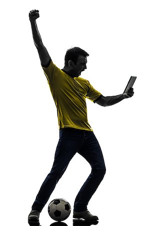 simsearch:400-08317008,k - one caucasian man holding digital tablet   in silhouette on white background Stockbilder - Microstock & Abonnement, Bildnummer: 400-07101540