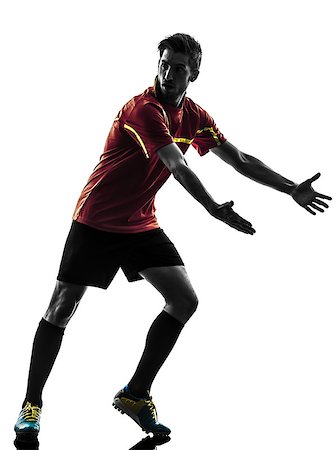 simsearch:400-07103133,k - one man soccer player  complaining playing football competition in silhouette  on white background Stock Photo - Budget Royalty-Free & Subscription, Code: 400-07101619