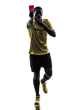 one african man referee showing red card  in silhouette  on white background Stock Photo - Budget Royalty-Free & Subscription, Code: 400-07101622