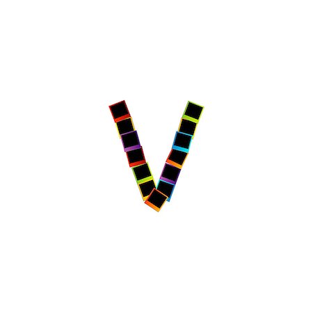 simsearch:400-07099266,k - Alphabet V with colorful polaroids Fotografie stock - Microstock e Abbonamento, Codice: 400-07101749