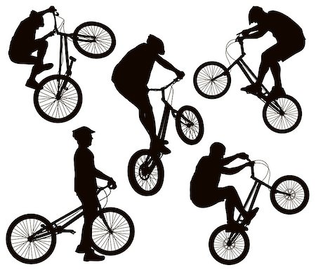 simsearch:400-07952901,k - Bike trick detailed vector silhouettes set. Sports design Foto de stock - Super Valor sin royalties y Suscripción, Código: 400-07101792