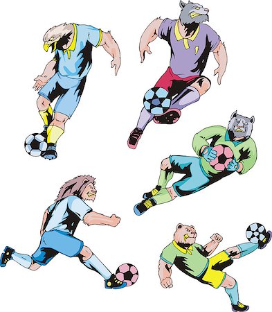 fearsome - Sport mascots - soccer. Set of color vector illustrations. Stock Photo - Budget Royalty-Free & Subscription, Code: 400-07101899