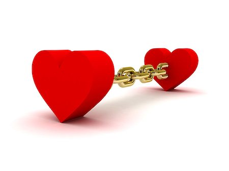 simsearch:400-04900039,k - Two hearts linked by golden chain. Concept 3D illustration. Stockbilder - Microstock & Abonnement, Bildnummer: 400-07102449