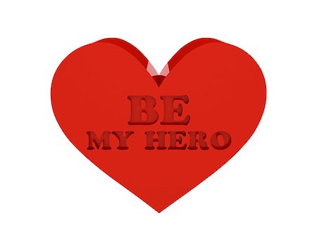 simsearch:400-06630419,k - Big red heart. Phrase BE MY HERO cutout inside. Concept 3D illustration. Stock Photo - Budget Royalty-Free & Subscription, Code: 400-07102441