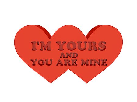 simsearch:400-06630419,k - Two hearts. Phrase I AM YOURS AND YOU ARE MINE cutout inside. Concept 3D illustration. Stock Photo - Budget Royalty-Free & Subscription, Code: 400-07102452