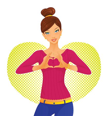 pisica_sfioasa (artist) - Cute girl and heart symbol Foto de stock - Royalty-Free Super Valor e Assinatura, Número: 400-07102653