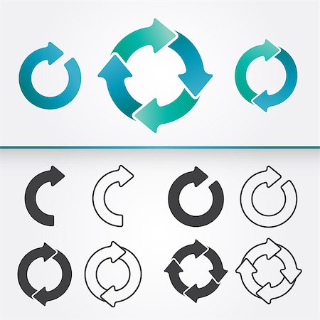 rounded arrow - A set of vector circular arrows in colored and in black version Stock Photo - Budget Royalty-Free & Subscription, Code: 400-07102681