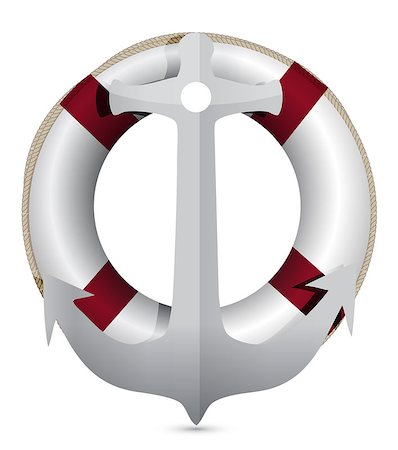 lifebuoy with anchor illustration design on white Stock Photo - Budget Royalty-Free & Subscription, Code: 400-07102760