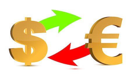 simsearch:400-06696038,k - Currency exchange. Dollar and euro isolated on white background. Photographie de stock - Aubaine LD & Abonnement, Code: 400-07102839