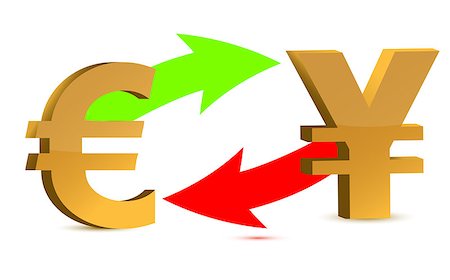 simsearch:400-06696038,k - Currency exchange. euro and yen isolated on white background. Photographie de stock - Aubaine LD & Abonnement, Code: 400-07102843