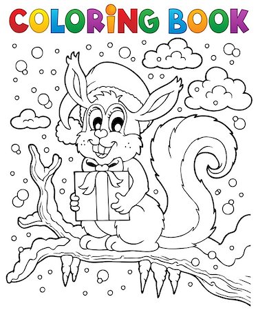 simsearch:400-08259089,k - Coloring book Christmas squirrel 1 - eps10 vector illustration. Stock Photo - Budget Royalty-Free & Subscription, Code: 400-07102888