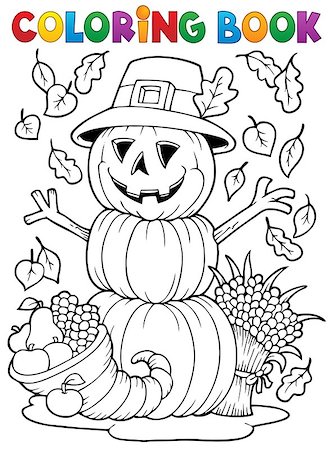 simsearch:846-05647034,k - Coloring book Thanksgiving image 4 - eps10 vector illustration. Photographie de stock - Aubaine LD & Abonnement, Code: 400-07102895
