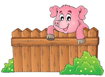 piglet on wood - Pig theme image 3 - eps10 vector illustration. Stock Photo - Budget Royalty-Free & Subscription, Code: 400-07102909