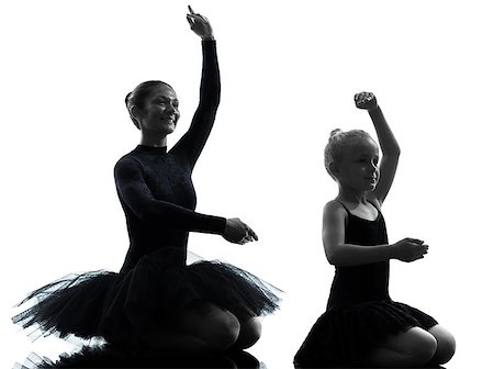 woman and  little girl   ballerina ballet dancer dancing in silhouette on white background Stock Photo - Budget Royalty-Free & Subscription, Code: 400-07103019