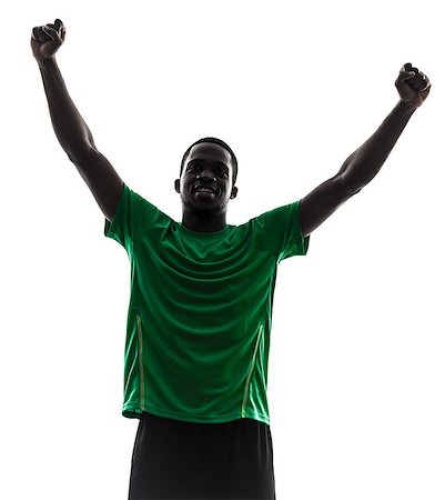 simsearch:400-07103133,k - one african man soccer player celebrating victory green jersey in silhouette  on white background Stock Photo - Budget Royalty-Free & Subscription, Code: 400-07103011