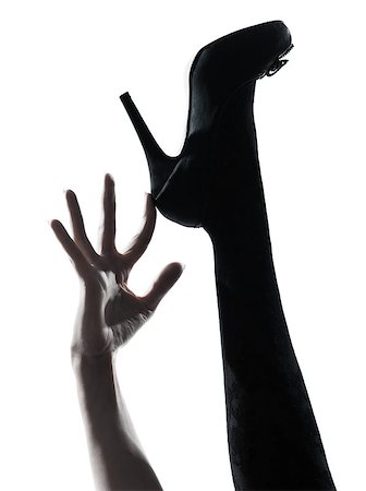 simsearch:400-07097858,k - one woman legs silhouette on studio isolated white background Foto de stock - Super Valor sin royalties y Suscripción, Código: 400-07103175
