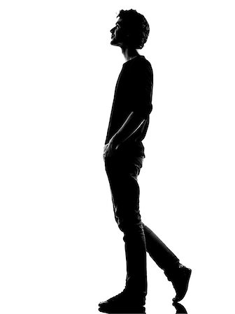 simsearch:400-06794896,k - young man  walking happy smiling silhouette in studio isolated on white background Stock Photo - Budget Royalty-Free & Subscription, Code: 400-07103202