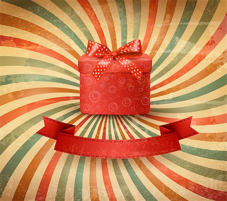 party banner - Holiday background with red gift ribbon with gift box Vector Stock Photo - Budget Royalty-Free & Subscription, Code: 400-07103262