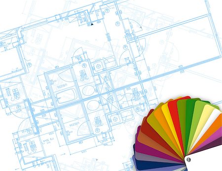simsearch:400-06409135,k - blueprint and palette of colors illustration Stock Photo - Budget Royalty-Free & Subscription, Code: 400-07103322