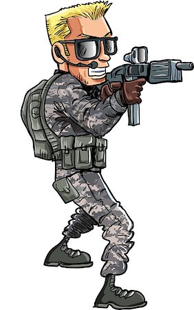 simsearch:400-04296682,k - Cartoon soldier with a gun Foto de stock - Royalty-Free Super Valor e Assinatura, Número: 400-07103573