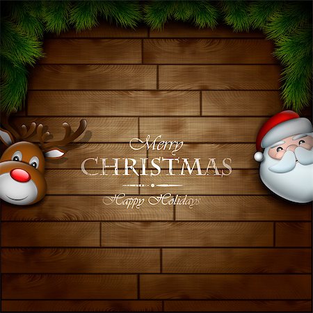 Christmas composition on wooden texture eps10 vector illustration Stock Photo - Budget Royalty-Free & Subscription, Code: 400-07103916