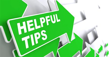 empfehlen - Helpful Tips - Business Concept. Green Arrow with "Helpful Tips" Slogan on a Grey Background. 3D Render. Stockbilder - Microstock & Abonnement, Bildnummer: 400-07103996