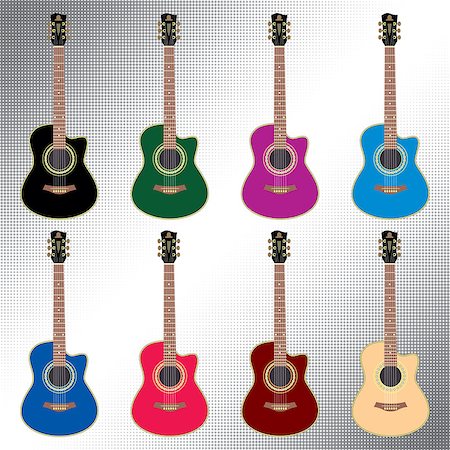 simsearch:400-05352838,k - vector set of colored acoustic guitar for design Photographie de stock - Aubaine LD & Abonnement, Code: 400-07114099