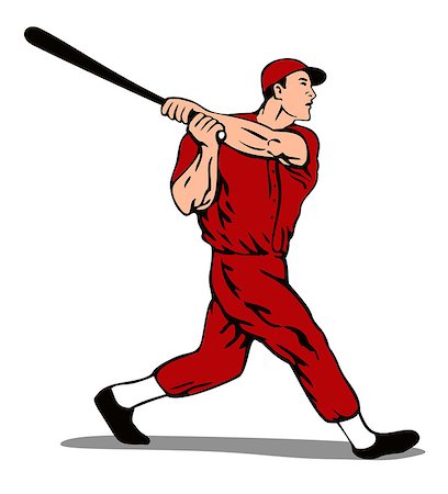 patrimonio (artist) - Illustration of a baseball player batter done in retro style. Fotografie stock - Microstock e Abbonamento, Codice: 400-07114284