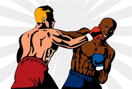 Illustration of a boxer connecting a knockout punch done in retro style. Stock Photo - Budget Royalty-Free & Subscription, Code: 400-07114288
