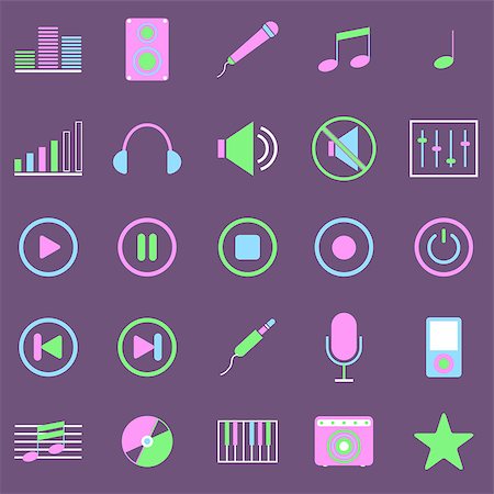 simsearch:400-08166117,k - Music color icons on violet background, stock vector Stock Photo - Budget Royalty-Free & Subscription, Code: 400-07114321