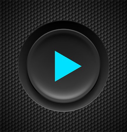 Black button with blue play sign on carbon background. Stock Photo - Budget Royalty-Free & Subscription, Code: 400-07114349