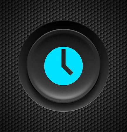 reloj digital - Black button with blue timer sign on carbon background. Foto de stock - Super Valor sin royalties y Suscripción, Código: 400-07114354