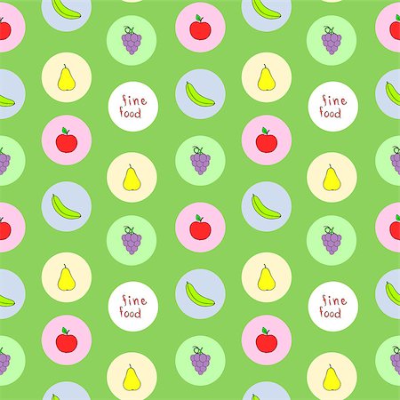 fruit artworks pattern - Fruits seamless pattern - grapes, pear, Apple, banana Stock Photo - Budget Royalty-Free & Subscription, Code: 400-07114612