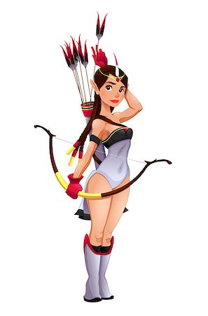 Archer elf. Fantasy vector isolated character. Stock Photo - Budget Royalty-Free & Subscription, Code: 400-07114676