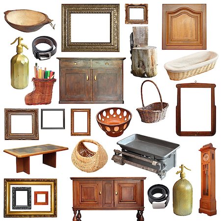 simsearch:700-02833229,k - collage with a large number of old vintage objects isolated over white background Foto de stock - Royalty-Free Super Valor e Assinatura, Número: 400-07114735