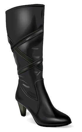 simsearch:400-04492880,k - Vector Black Leather Boot on White Background, Eps10 Vector, Gradient Mesh and Transparency Used Photographie de stock - Aubaine LD & Abonnement, Code: 400-07114774