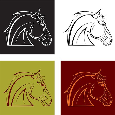 set of multi-colored horse's head. Vector illustration Stock Photo - Budget Royalty-Free & Subscription, Code: 400-07114875