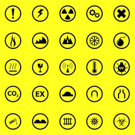 simsearch:400-04285370,k - Warning sign icons on yellow background, stock vector Foto de stock - Super Valor sin royalties y Suscripción, Código: 400-07114918