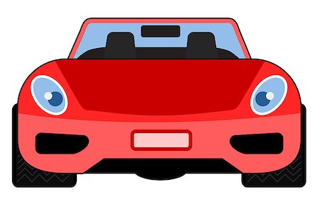 Illustration of red car convertible topdown car front view isolated on white background done in retro style. Stock Photo - Budget Royalty-Free & Subscription, Code: 400-07115104