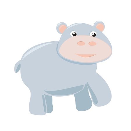 simsearch:400-07232278,k - Happy hippo baby vector illustration isolated on white background. Pink and grey hippopotamus hand drawn illustration. Wild african or zoo animal in funny child drawing Foto de stock - Royalty-Free Super Valor e Assinatura, Número: 400-07115271