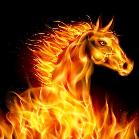 simsearch:400-07252716,k - Head of horse in fire on black background. Fotografie stock - Microstock e Abbonamento, Codice: 400-07115356