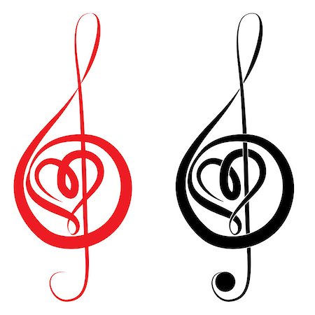 simsearch:400-06329491,k - Heart of treble clef and bass love music valentine day vector illustration Stock Photo - Budget Royalty-Free & Subscription, Code: 400-07115456