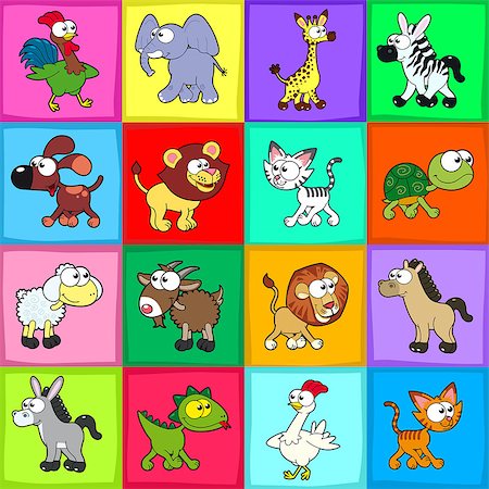 simsearch:400-04184143,k - Group of funny animals. Vector, cartoon isolated characters. Fotografie stock - Microstock e Abbonamento, Codice: 400-07115705