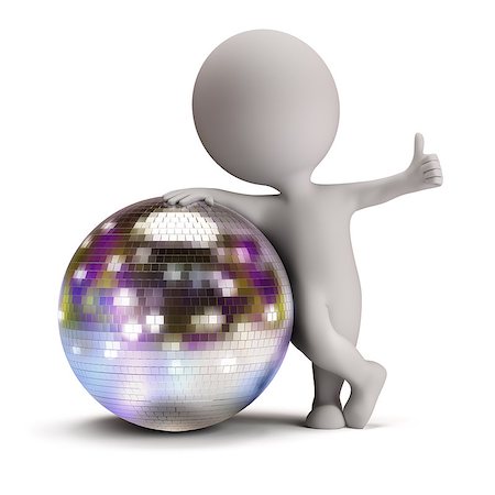 simsearch:400-04349799,k - 3d small person standing next to a disco ball and showing a positive gesture. 3d image. Isolated white background. Fotografie stock - Microstock e Abbonamento, Codice: 400-07115866